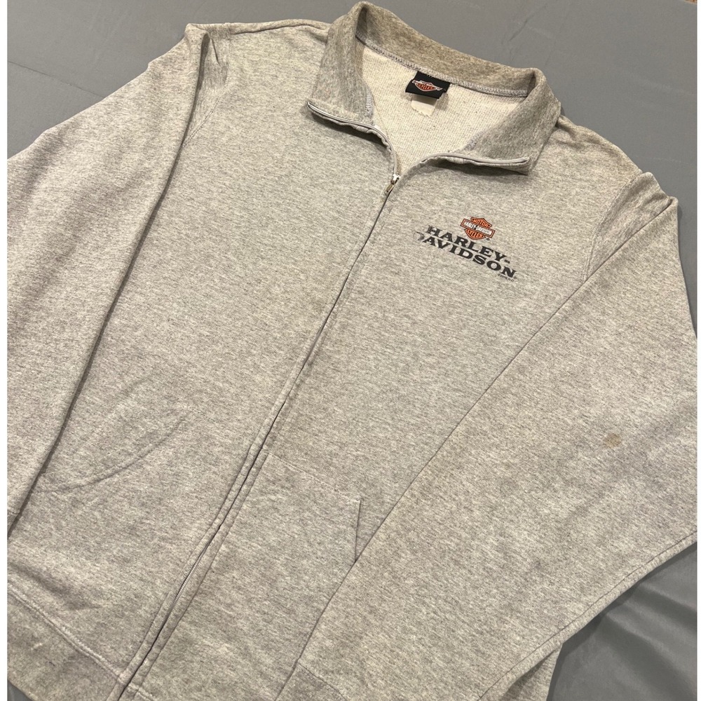 Harley Davidson Full Zip Sweatshirt Gray Eagle Graphic Mens XL
